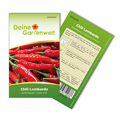 Chili Lombardo Samen - sehr mild - Capsicum annuum - Chilisamen - Gemüsesamen - Saatgut für 30 Pflanzen von Deine Gartenwelt