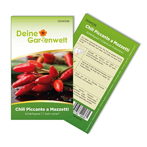 Chili Piccante a Mazzetti Samen - Capsicum frutescens - Chilisamen - sehr scharfe Sorte - Gemüsesamen - Saatgut für 5 Pflanzen von Deine Gartenwelt