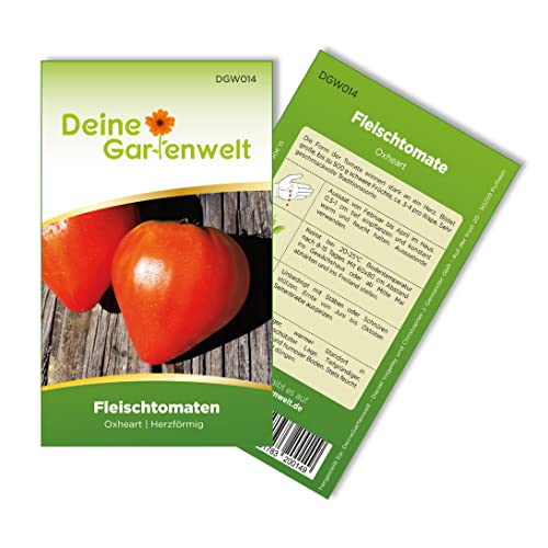 Fleischtomaten Oxheart (Ochsenherz) Samen - Solanum lycopersicum - Tomatensamen - Gemüsesamen - Saatgut für 15 Pflanzen von Deine Gartenwelt