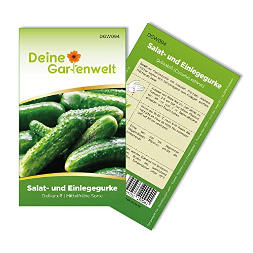 Salat- und Einlegegurke Delikateß Samen - Cucumis sativus - Gurkensamen - Gemüsesamen - Saatgut für 10 Pflanzen von Deine Gartenwelt