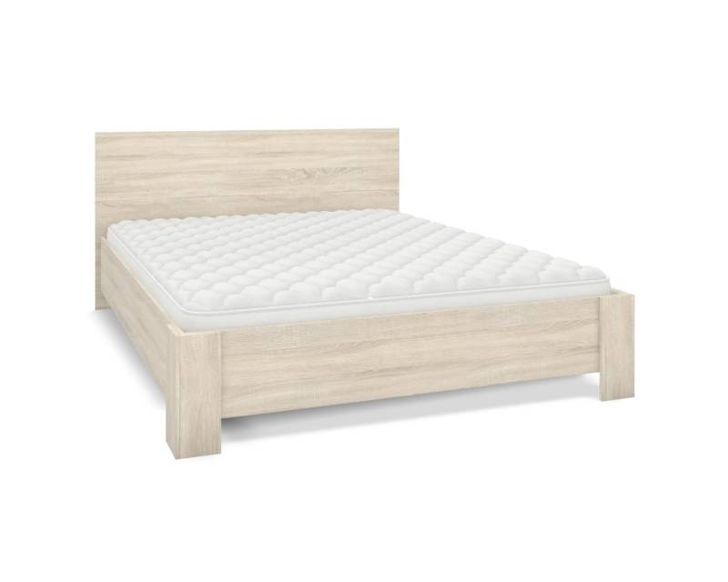 Deine Möbel 24 Bett SIMPLE 160x200 cm Weiß Eiche Sonoma (Set, 2-tlg., Set), Laminatplatte 16 cm von Deine Möbel 24
