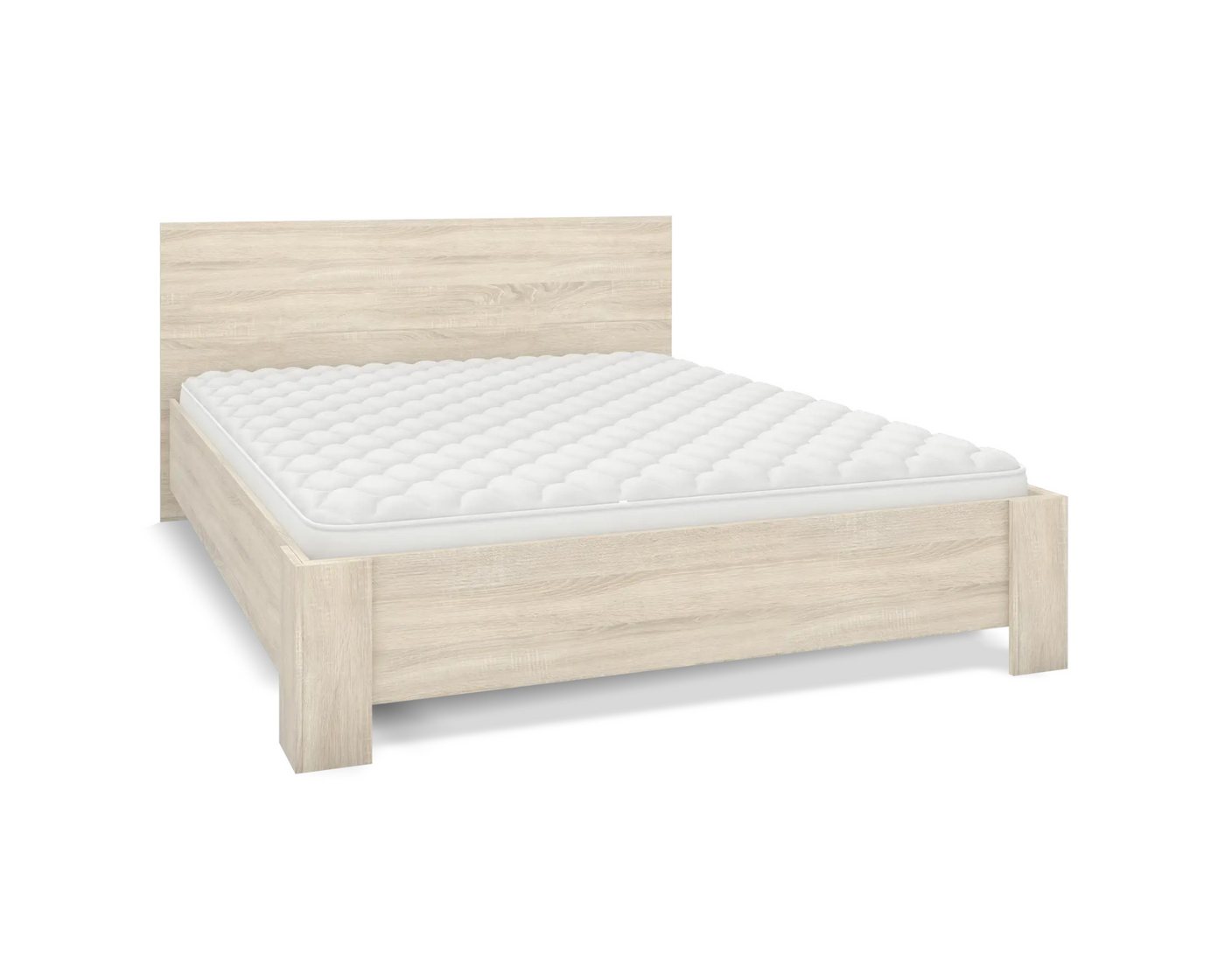 Deine Möbel 24 Bett SIMPLE 160x200 cm Weiß Eiche Sonoma (Set, 2-tlg., Set), Laminatplatte 16 cm von Deine Möbel 24