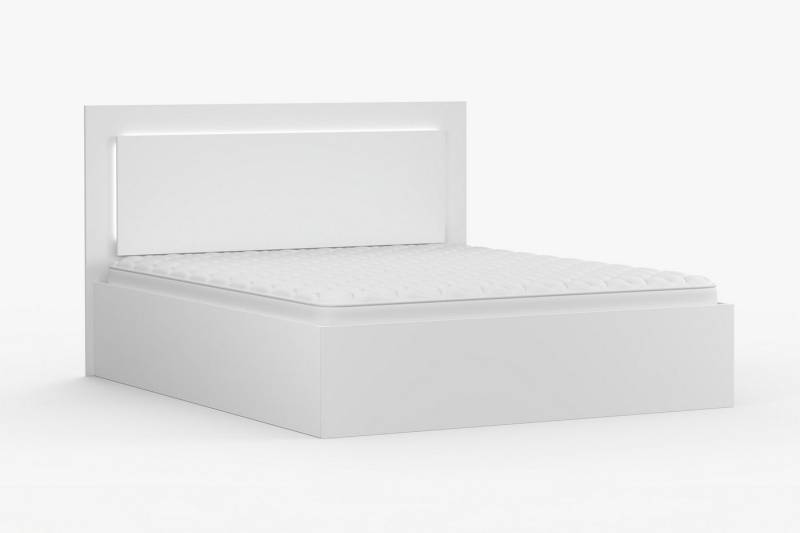 Deine Möbel 24 Bettgestell GOLDEN 160/200 cm breit in Weiß/Gold mit Beleuchtung (Einzelmöbel, 1-tlg., Doppelbett aus der GOLDEN-Kollektion), Teil der GOLDEN-Kollektion, LED im Kopfteil, 160x200 cm Liegefläche von Deine Möbel 24