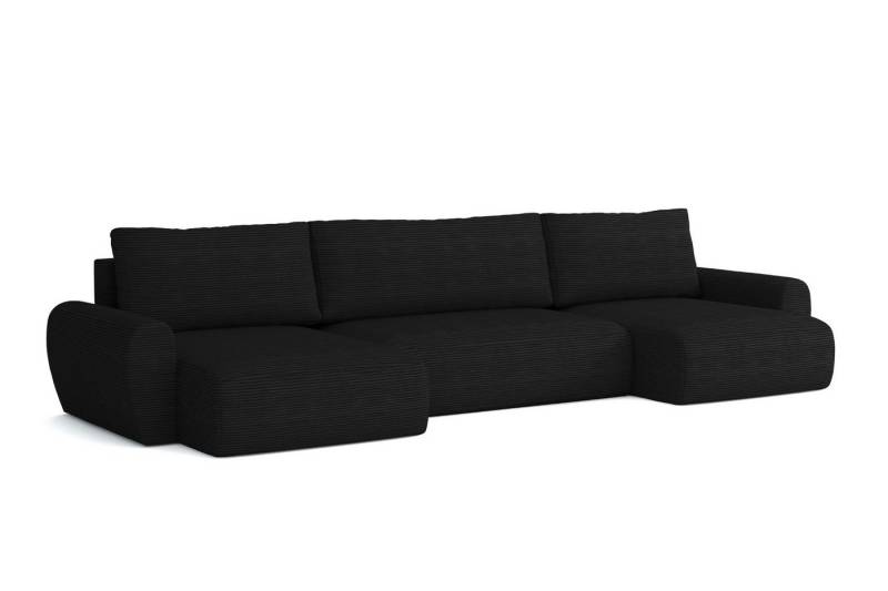 Deine Möbel 24 Big-Sofa HEIDI U 397 cm breit Ecksofa Sofa Wohnzimmer U-Couch Cord Samt, Grau Beige Dunkelgrau Anthrazit Graphit Schwarz Hellgrau 3 Teile, mit Bettkasten Stauraum Bettfunktion Schlaffunktion von Deine Möbel 24