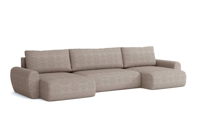 Deine Möbel 24 Big-Sofa HEIDI U 397 cm breit Ecksofa Sofa Wohnzimmer U-Couch Cord Samt, Grau Beige Dunkelgrau Anthrazit Graphit Schwarz Hellgrau 3 Teile, mit Bettkasten Stauraum Bettfunktion Schlaffunktion von Deine Möbel 24