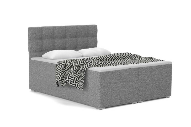 Deine Möbel 24 Boxspringbett ABI Boxbett Polsterbett Komplettbett Bonellfederkernmatratzen H3 (Creme Beige Hellgrau Grau Dunkelgrau Graphit, 3-St., inkl. Bettkasten Topper Matratzen H3 H4), Boxbett Boucle 120x200 140x200 160x200 180x200 200x200 von Deine Möbel 24