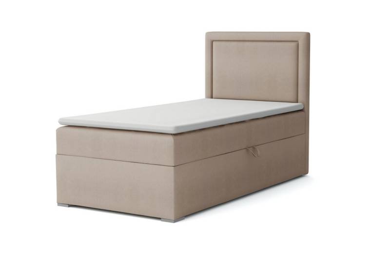 Deine Möbel 24 Boxspringbett ALA Boxbett Einzelbett Polsterbett Jugendbett (Beige Hellgrau Anthrazit Schwarz, 2-St., Bonellfederkernmatratze H3 Taschenfederkernmatratze H4), 90x200 100x200 Veloursstoff von Deine Möbel 24