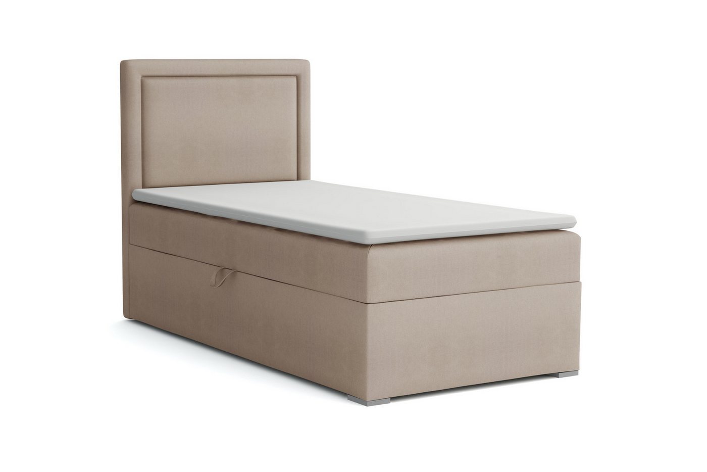 Deine Möbel 24 Boxspringbett ALA Boxbett Einzelbett Polsterbett Jugendbett (Beige Hellgrau Anthrazit Schwarz, 2-St., Bonellfederkernmatratze H3 Taschenfederkernmatratze H4), 90x200 100x200 Veloursstoff von Deine Möbel 24
