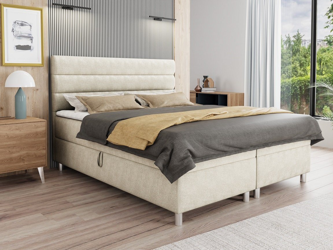 Deine Möbel 24 Boxspringbett ANGEL 120x200 140x200 160x200 180x200 200x200 (inkl. Bonellfederkernmatratzen H3 Taschenfederkernmatratzen H4 Matratzen H3 H4 zur Auswahl, Bett mit Matratzen, Topper und zwei Bettkästen), mit Topper und Bettkästen, Komplettbett Polsterbett Hotelbett von Deine Möbel 24