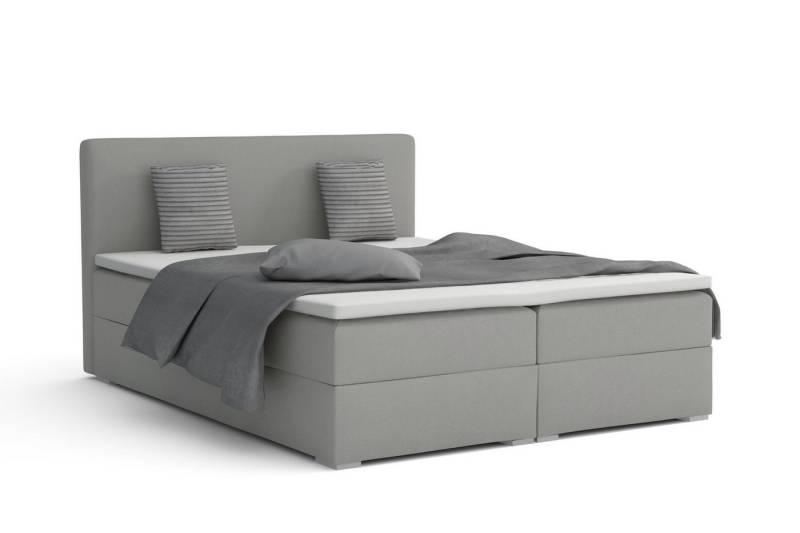 Deine Möbel 24 Boxspringbett BELLO Boxspring Komplettbett Polsterbett Bonellfederkernmatratzen (Beige Creme Grau Dunkelgrau Graphit Anthrazit Schwarz, 3-St., Boxbett Velours Samt 140x200 160x200 180x200 200x200), inkl. Bettkasten Topper Matratzen H3 H4 von Deine Möbel 24