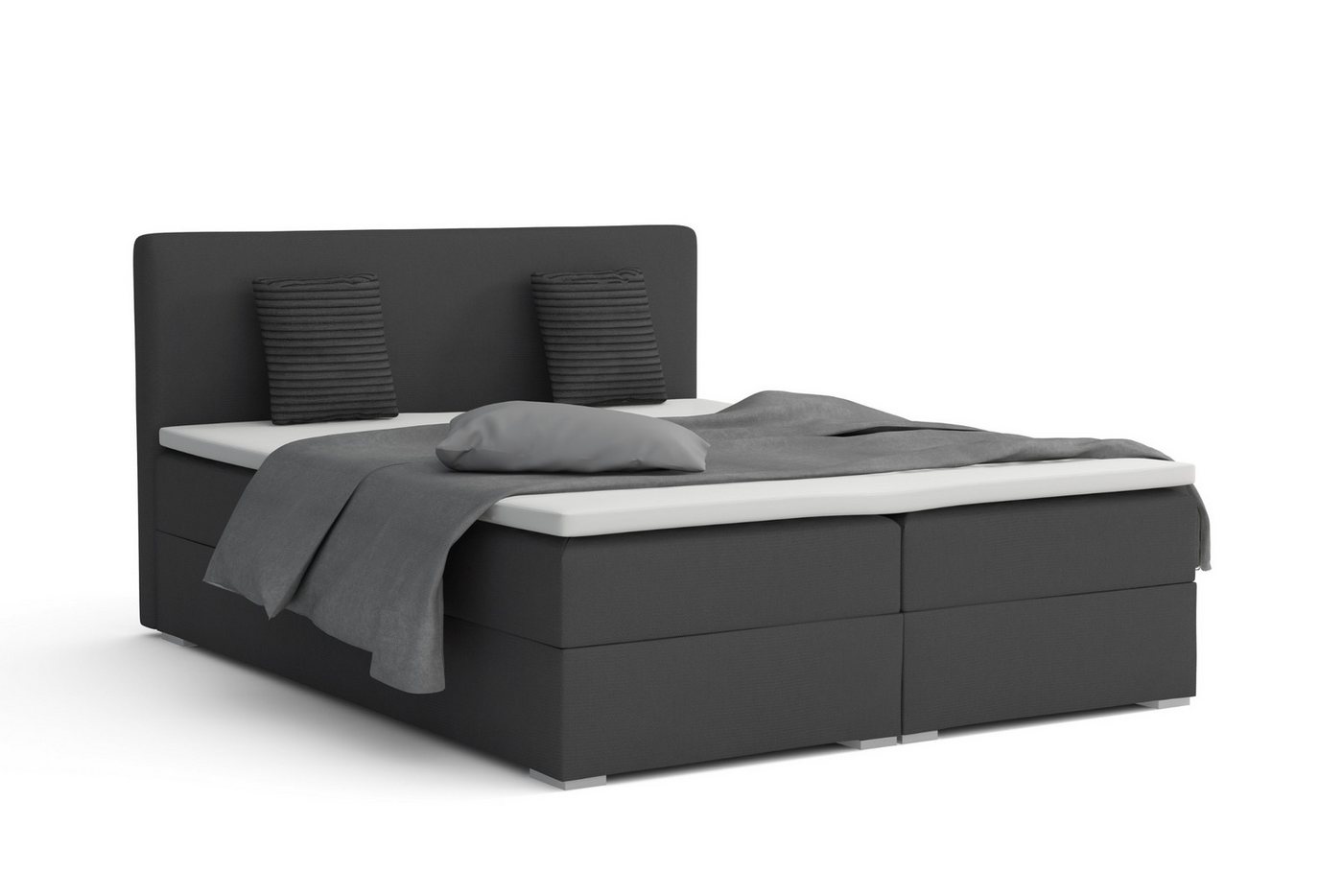 Deine Möbel 24 Boxspringbett BELLO Boxspring Komplettbett Polsterbett Bonellfederkernmatratzen (Beige Creme Grau Dunkelgrau Graphit Anthrazit Schwarz, 3-St., Boxbett Velours Samt 140x200 160x200 180x200 200x200), inkl. Bettkasten Topper Matratzen H3 H4 Deine Möbel 24 Boxspringbett BELLO Boxspring Komplettbett Polsterbett Bonellfederkernmatratzen (Beige Creme Grau Dunkelgrau Graphit Anthrazit Schwarz, 3-St., Boxbett Velours Samt 140x200 160x200 180x200 200x200), inkl. Bettkasten Topper Matratzen H3 H4 von Deine Möbel 24