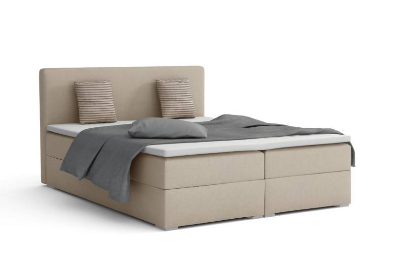 Deine Möbel 24 Boxspringbett BELLO Boxspring Komplettbett Polsterbett Bonellfederkernmatratzen (Beige Creme Grau Dunkelgrau Graphit Anthrazit Schwarz, 3-St., Boxbett Velours Samt 140x200 160x200 180x200 200x200), inkl. Bettkasten Topper Matratzen H3 H4 von Deine Möbel 24