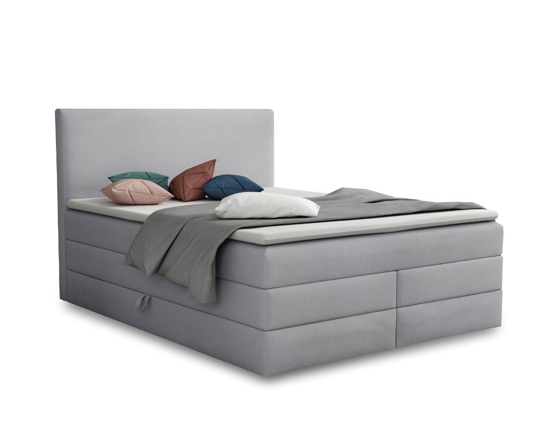 Deine Möbel 24 Boxspringbett BILL Echtes Boxspringbett Polsterbett Komplettbett inkl. Topper (Boxbett Beige Hellgrau Grau Anthrazit Schwarz, 4-St., 2 Bonellfederkernmatratzen H3 + 1 Taschenfederkenmatratze H3/H4), 140x200 160x200 180x200 200x200 inkl. Bettkasten von Deine Möbel 24