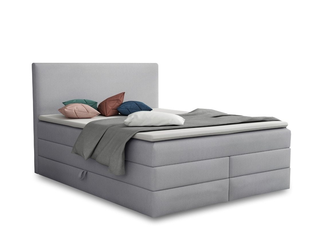 Deine Möbel 24 Boxspringbett BILL Echtes Boxspringbett Polsterbett Komplettbett inkl. Topper (Boxbett, 4-St., 2 Bonellfederkernmatratzen H3 + 1 Taschenfederkenmatratze H3/H4), 140x200 160x200 180x200 200x200 inkl. Bettkasten von Deine Möbel 24