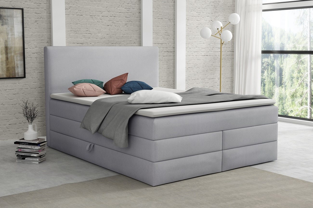 Deine Möbel 24 Boxspringbett BILL Echtes Boxspringbett Polsterbett Komplettbett inkl. Topper (Boxbett, 4-St., 2 Bonellfederkernmatratzen H3 + 1 Taschenfederkenmatratze H3/H4), 140x200 160x200 180x200 200x200 inkl. Bettkasten von Deine Möbel 24