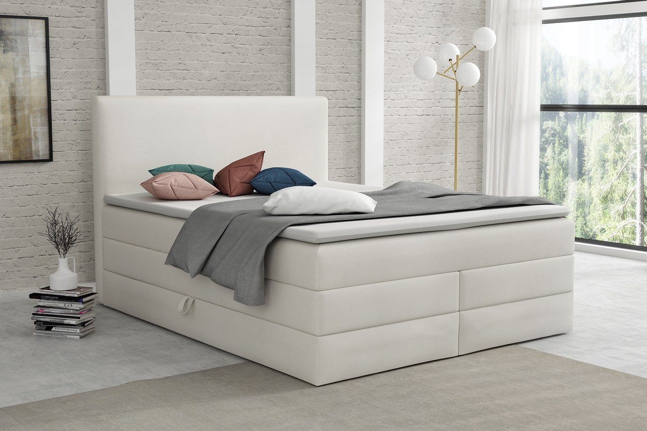 Deine Möbel 24 Boxspringbett BILL Echtes Boxspringbett Polsterbett Komplettbett inkl. Topper (Boxbett, 4-St., 2 Bonellfederkernmatratzen H3 + 1 Taschenfederkenmatratze H3/H4), 140x200 160x200 180x200 200x200 inkl. Bettkasten von Deine Möbel 24