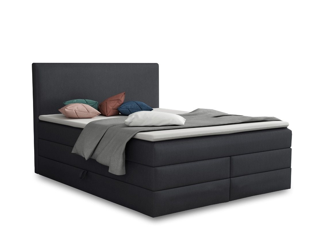 Deine Möbel 24 Boxspringbett BILL Echtes Boxspringbett Polsterbett Komplettbett inkl. Topper (Boxbett, 4-St., 2 Bonellfederkernmatratzen H3 + 1 Taschenfederkenmatratze H3/H4), 140x200 160x200 180x200 200x200 inkl. Bettkasten von Deine Möbel 24