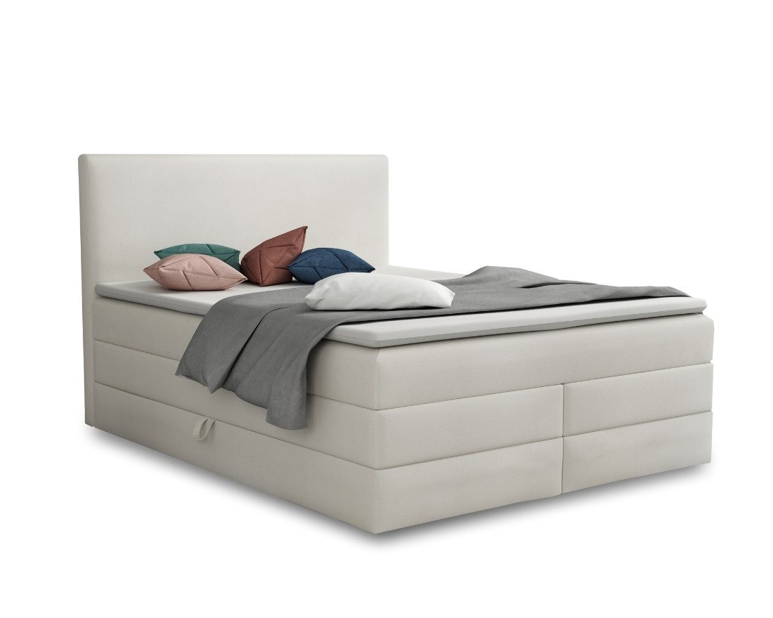 Deine Möbel 24 Boxspringbett BILL Echtes Boxspringbett Polsterbett Komplettbett inkl. Topper (Boxbett Beige Hellgrau Grau Anthrazit Schwarz, 4-St., 2 Bonellfederkernmatratzen H3 + 1 Taschenfederkenmatratze H3/H4), 140x200 160x200 180x200 200x200 inkl. Bettkasten von Deine Möbel 24