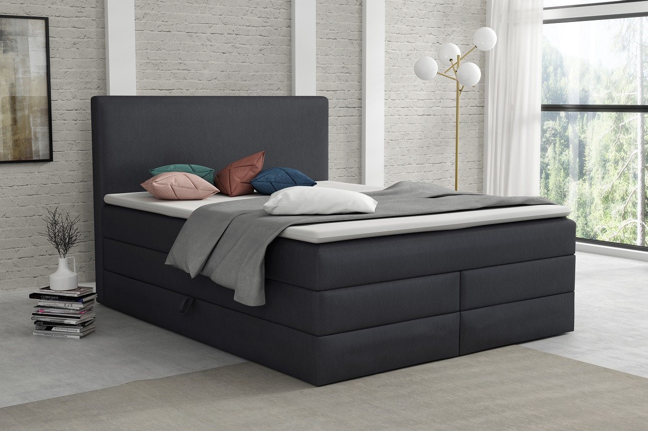 Deine Möbel 24 Boxspringbett BILL Echtes Boxspringbett Polsterbett Komplettbett inkl. Topper (Boxbett, 4-St., 2 Bonellfederkernmatratzen H3 + 1 Taschenfederkenmatratze H3/H4), 140x200 160x200 180x200 200x200 inkl. Bettkasten von Deine Möbel 24