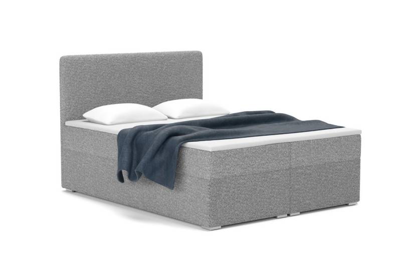 Deine Möbel 24 Boxspringbett BOUCLE Boxbett Polsterbett Komplettbett Bonellfederkernmatratzen H3 (Creme Beige Hellgrau Grau Dunkelgrau Graphit, 3-St., Boxbett Boucle 120x200 140x200 160x200 180x200 200x200), inkl. Bettkasten Topper Matratzen H3 H4 von Deine Möbel 24