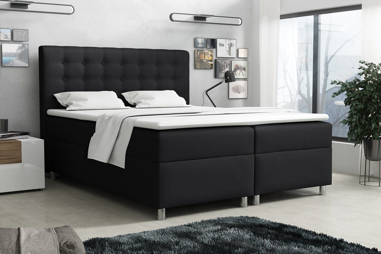 Deine Möbel 24 Boxspringbett BRILL Komplettbett inkl. Bonellfederkernmatratzen H3 (Polsterbett Matratzen H3 H4 zur Auswahl), inkl. Topper und Bettkästen, 120x200 140x200 160x200 180x200 200x200 von Deine Möbel 24