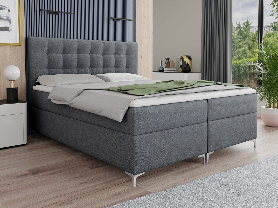 Deine Möbel 24 Boxspringbett Bett ERIK mit Bonell-Federkernmatratze H3 inkl. Topper (120z200 cm 140x200 cm, 160x200 cm, 180x200 cm, 200x200 cm) von Deine Möbel 24