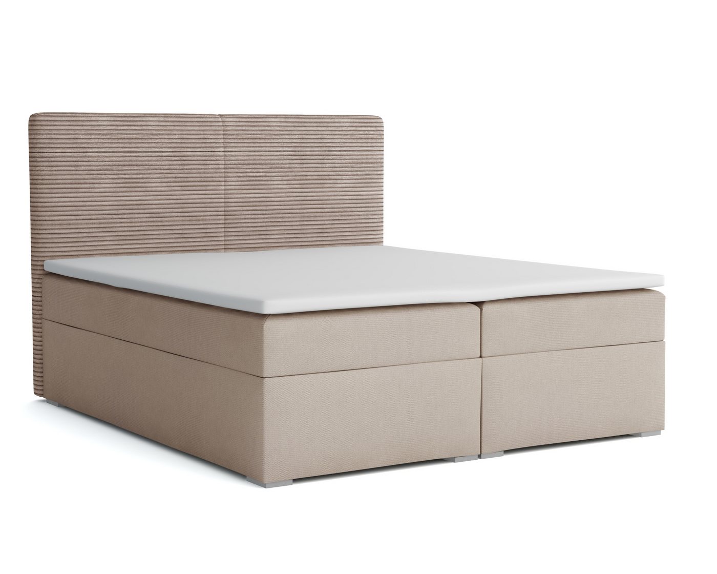 Deine Möbel 24 Boxspringbett Boxspringbett Polsterbett Komplettbett Hotelbett LOFT II (Ehebett Bett inkl. Matratzen H3 oder H4 zur Auswahl Cord-Samt Kopfteil, Ehebett Bett inkl. Matratzen H3 oder H4 zur Auswahl), 120x200 140x200 160x200 180x200 200x200 inkl. Bettkasten und Topper von Deine Möbel 24