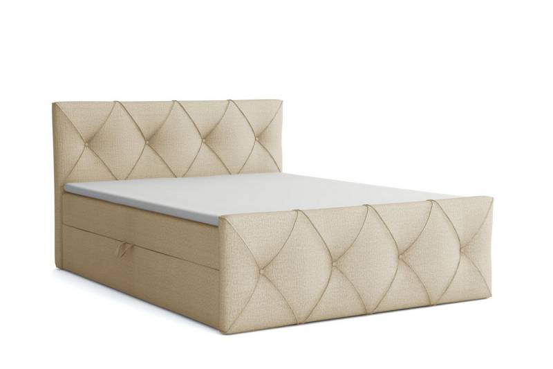 Deine Möbel 24 Boxspringbett CARLO LUX Boxbett Polsterbett Komplettbett Velours Samt (inkl. Bonellfederkern-Matratze H3, 3-St., Beige Grau Hellgrau Dunkelgrau Anthrazit), inkl Topper Bettkästen 120x200 140x200 160x200 180x200 200x200 von Deine Möbel 24