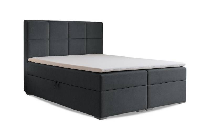 Deine Möbel 24 Boxspringbett CARO Boxbett, Polsterbett mit Bettkasten, Stauraum, Topper (Bonell-Federkernmatratze H3 oder Taschen-Federkernmatratze H4, 1-St., Größen: 120x200 cm, 140x200 cm, 160x200 cm, 180x200 cm, 200x200 cm), Farbe: Creme, Beige, Hellgrau, Dunkelgrau, Anthrazit, Schwarz von Deine Möbel 24