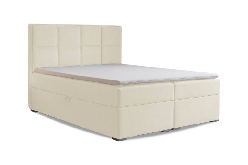 Deine Möbel 24 Boxspringbett CARO Boxbett, Polsterbett mit Bettkasten, Stauraum, Topper (Bonell-Federkernmatratze H3 oder Taschen-Federkernmatratze H4, 1-St., Größen: 120x200 cm, 140x200 cm, 160x200 cm, 180x200 cm, 200x200 cm), Farbe: Creme, Beige, Hellgrau, Dunkelgrau, Anthrazit, Schwarz von Deine Möbel 24