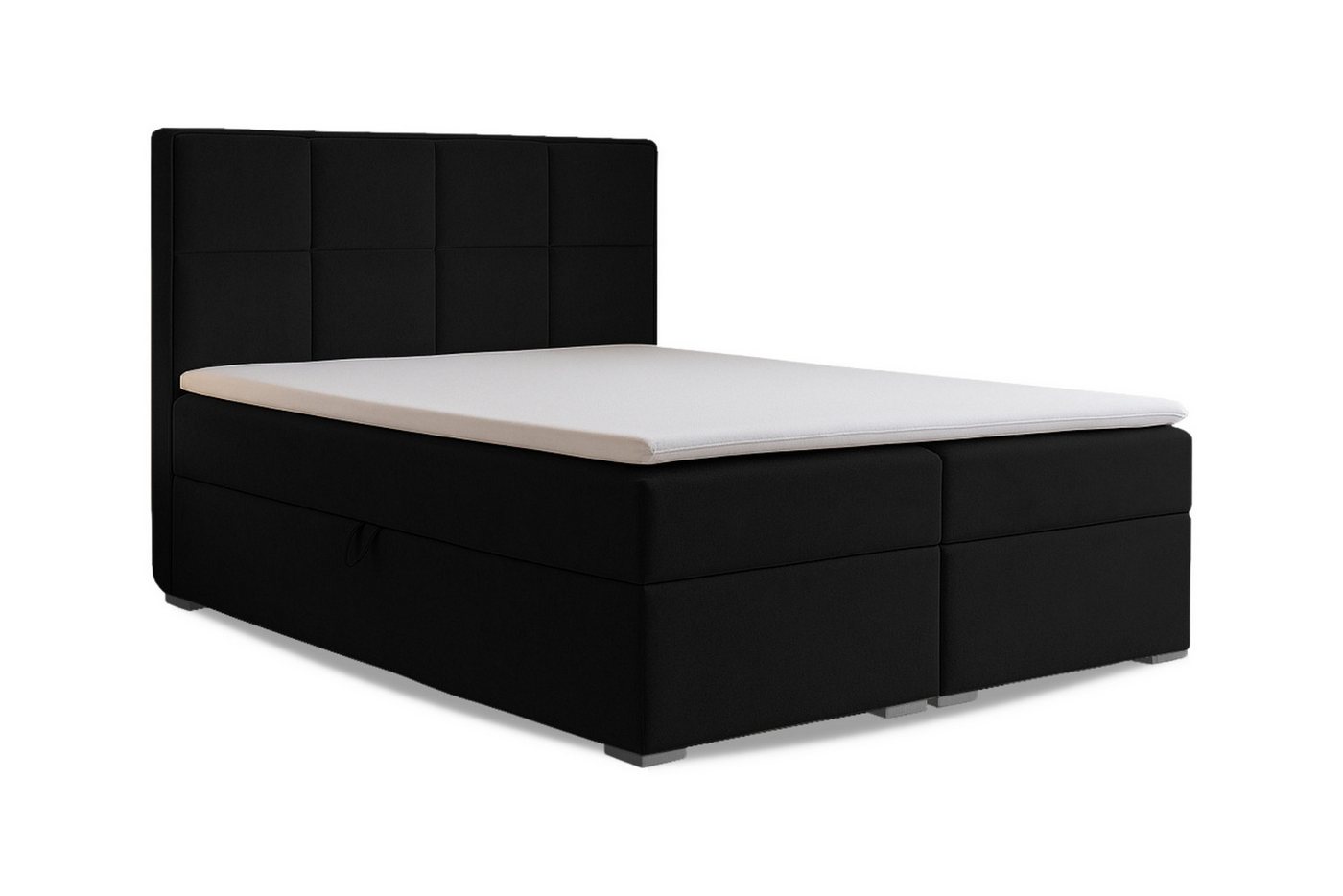 Deine Möbel 24 Boxspringbett CARO Boxbett, Polsterbett mit Bettkasten, Stauraum, Topper (Bonell-Federkernmatratze H3 oder Taschen-Federkernmatratze H4, 1-St., Größen: 120x200 cm, 140x200 cm, 160x200 cm, 180x200 cm, 200x200 cm), Farbe: Creme, Beige, Hellgrau, Dunkelgrau, Anthrazit, Schwarz von Deine Möbel 24