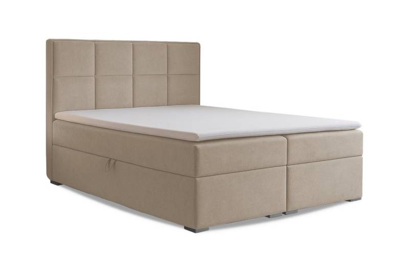 Deine Möbel 24 Boxspringbett CARO Boxbett, Polsterbett mit Bettkasten, Stauraum, Topper (Bonell-Federkernmatratze H3 oder Taschen-Federkernmatratze H4, 1-St., Größen: 120x200 cm, 140x200 cm, 160x200 cm, 180x200 cm, 200x200 cm), Farbe: Creme, Beige, Hellgrau, Dunkelgrau, Anthrazit, Schwarz von Deine Möbel 24