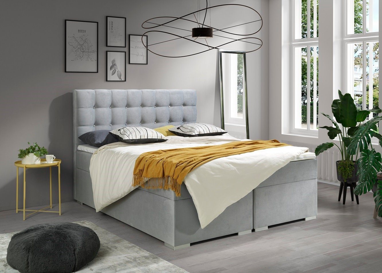 Deine Möbel 24 Boxspringbett CLAUDIA Komplettbett inkl. Bonellfederkernmatratzen H3 (Taschenfederkernmatratzen 7 Zonen H4 optional, Polsterbett Ehebett Bett mit Topper und Bettkästen, Matratzen H3 / H4), mit Topper, mit Bettkästen, 120x200 140x200 160x200 180x200 200x200 von Deine Möbel 24