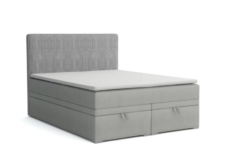Deine Möbel 24 Boxspringbett DAGA Boxbett Polsterbett Komplettbett Bett mit einer Matratze H4 (Taschenfederkernmatratzen 7 Zonen H4 Grau Hellgrau Schwarz Anthrazit Beige Samt Velour, 3-St., Taschen-federkernmatratze 7 Zonen H4 PREMIUM Bett), inkl Topper, Bettkasten 120x200 140x200 160x200 180x200 200x200 von Deine Möbel 24