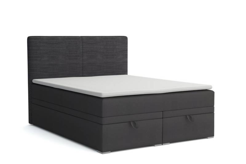 Deine Möbel 24 Boxspringbett DANIEL Boxbett Polsterbett Komplettbett Bett mit einer Matratze H4 (Taschenfederkernmatratzen 7 Zonen H4 Grau Hellgrau Schwarz Anthrazit Beige Samt Velour, 3-St., Taschen-federkernmatratze 7 Zonen H4 PREMIUM Bett), inkl Topper, Bettkasten 120x200 140x200 160x200 180x200 200x200 von Deine Möbel 24