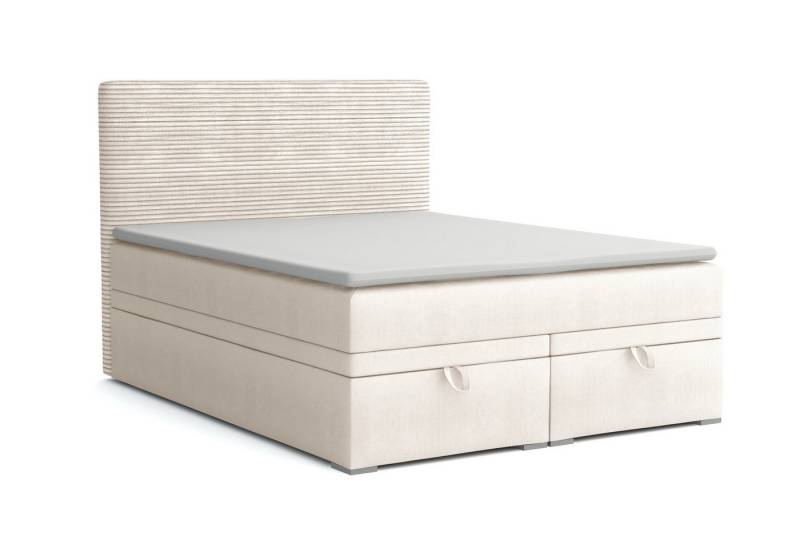 Deine Möbel 24 Boxspringbett DARO Boxbett Polsterbett Komplettbett Bett mit einer Matratze H4 (Taschenfederkernmatratzen 7 Zonen H4 Grau Hellgrau Schwarz Anthrazit Beige Samt Velour, 2-St., Taschen-federkernmatratze 7 Zonen H4 PREMIUM Bett), inkl Topper, Bettkasten 120x200 140x200 160x200 180x200 200x200 von Deine Möbel 24