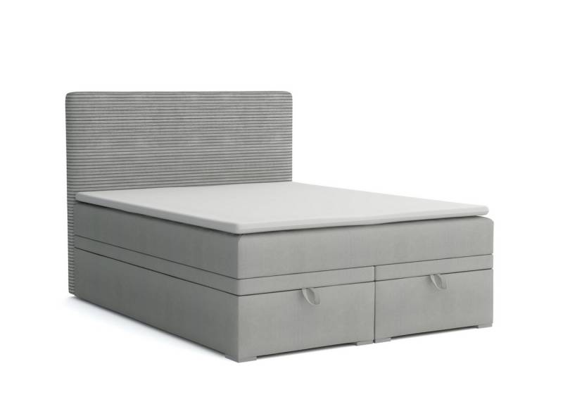 Deine Möbel 24 Boxspringbett DARO Boxbett Polsterbett Komplettbett Bett mit einer Matratze H4 (Taschenfederkernmatratzen 7 Zonen H4 Grau Hellgrau Schwarz Anthrazit Beige Samt Velour, 2-St., Taschen-federkernmatratze 7 Zonen H4 PREMIUM Bett), inkl Topper, Bettkasten 120x200 140x200 160x200 180x200 200x200 von Deine Möbel 24