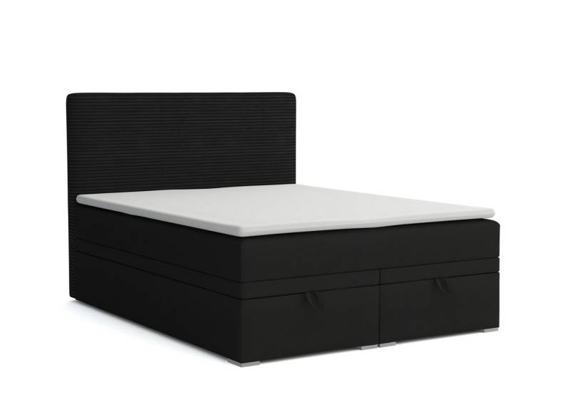 Deine Möbel 24 Boxspringbett DARO Boxbett Polsterbett Komplettbett Bett mit einer Matratze H4 (Taschenfederkernmatratzen 7 Zonen H4 Grau Hellgrau Schwarz Anthrazit Beige Samt Velour, 2-St., Taschen-federkernmatratze 7 Zonen H4 PREMIUM Bett), inkl Topper, Bettkasten 120x200 140x200 160x200 180x200 200x200 von Deine Möbel 24