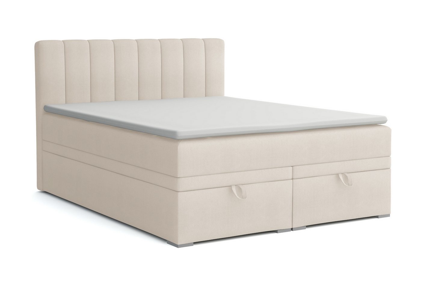 Deine Möbel 24 Boxspringbett DAVID Boxbett Polsterbett Komplettbett Bett mit einer Matratze H4 (Taschenfederkernmatratzen 7 Zonen H4 Creme Grau Hellgrau Schwarz Anthrazit Beige Samt Velour, 3-St., Taschen-federkernmatratze 7 Zonen H4 PREMIUM Bett), 120x200 140x200 160x200 180x200 200x200 inkl Topper, Bettkasten von Deine Möbel 24