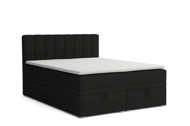 Deine Möbel 24 Boxspringbett DAVID Boxbett Polsterbett Komplettbett Bett mit einer Matratze H4 (Taschenfederkernmatratzen 7 Zonen H4 Grau Hellgrau Schwarz Anthrazit Beige Samt Velour, 3-St., Taschen-federkernmatratze 7 Zonen H4 PREMIUM Bett), 120x200 140x200 160x200 180x200 200x200 inkl Topper, Bettkasten von Deine Möbel 24