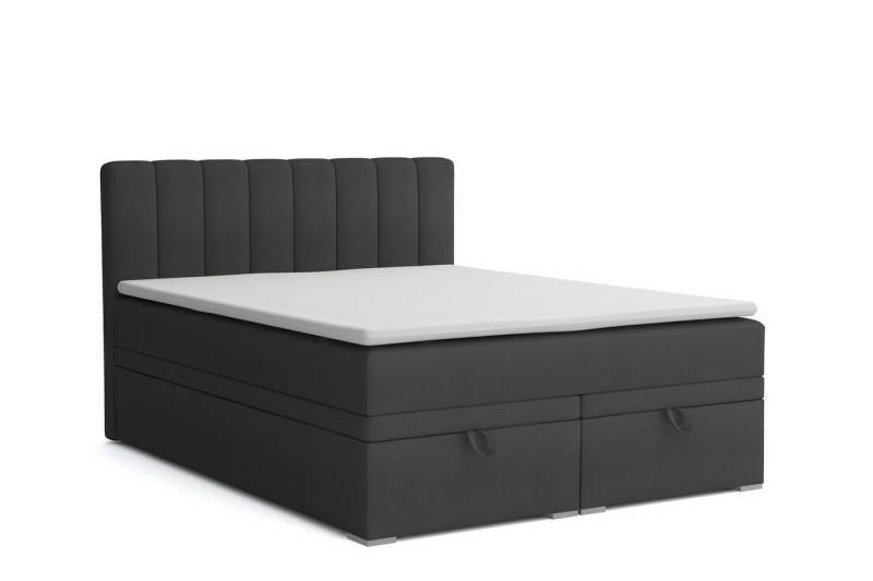 Deine Möbel 24 Boxspringbett DAVID Boxbett Polsterbett Komplettbett Bett mit einer Matratze H4 (Taschenfederkernmatratzen 7 Zonen H4 Grau Hellgrau Schwarz Anthrazit Beige Samt Velour, 3-St., Taschen-federkernmatratze 7 Zonen H4 PREMIUM Bett), 120x200 140x200 160x200 180x200 200x200 inkl Topper, Bettkasten von Deine Möbel 24