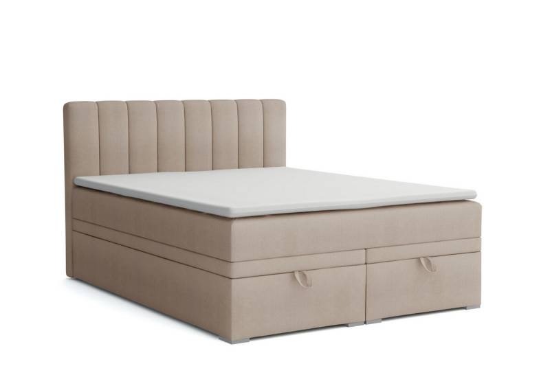 Deine Möbel 24 Boxspringbett DAVID Boxbett Polsterbett Komplettbett Bett mit einer Matratze H4 (Taschenfederkernmatratzen 7 Zonen H4 Grau Hellgrau Schwarz Anthrazit Beige Samt Velour, 3-St., Taschen-federkernmatratze 7 Zonen H4 PREMIUM Bett), 120x200 140x200 160x200 180x200 200x200 inkl Topper, Bettkasten von Deine Möbel 24