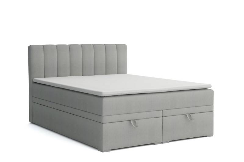Deine Möbel 24 Boxspringbett DAVID Boxbett Polsterbett Komplettbett Bett mit einer Matratze H4 (Taschenfederkernmatratzen 7 Zonen H4 Grau Hellgrau Schwarz Anthrazit Beige Samt Velour, 3-St., Taschen-federkernmatratze 7 Zonen H4 PREMIUM Bett), 120x200 140x200 160x200 180x200 200x200 inkl Topper, Bettkasten von Deine Möbel 24