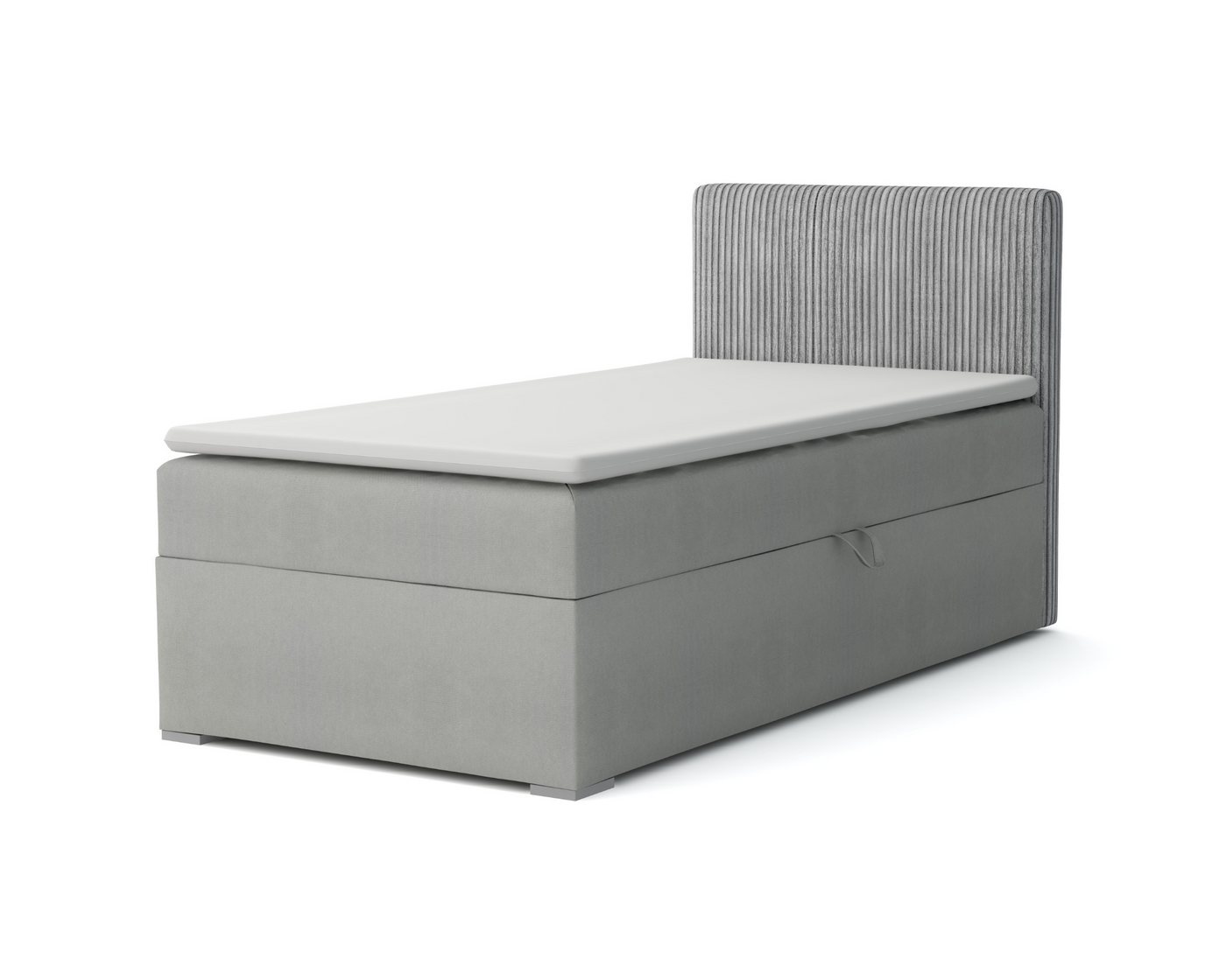 Deine Möbel 24 Boxspringbett DON Boxbett Einzelbett Polsterbett Jugendbett (Beige Hellgrau Grau Anthrazit Schwarz, 3-St., Set), 90x200 100x200 Velours Cord von Deine Möbel 24