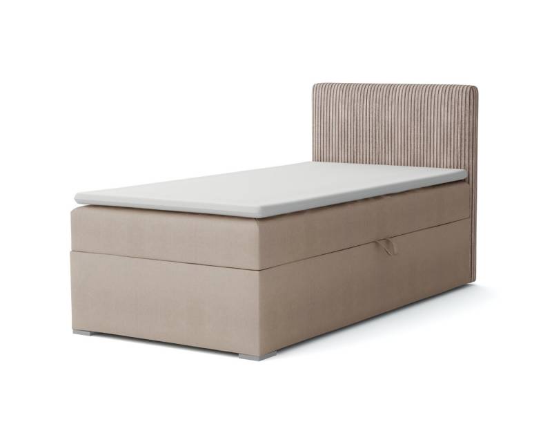Deine Möbel 24 Boxspringbett DON Boxbett Einzelbett Polsterbett Jugendbett (Beige Hellgrau Grau Anthrazit Schwarz, 3-St., Set), 90x200 100x200 Velours Cord von Deine Möbel 24