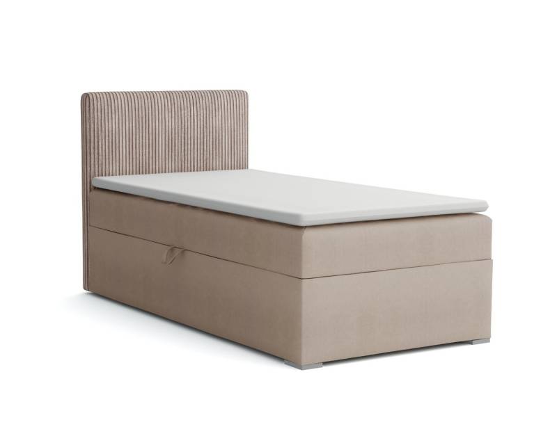 Deine Möbel 24 Boxspringbett DON Boxbett Einzelbett Polsterbett Jugendbett (Beige Hellgrau Grau Anthrazit Schwarz, 3-St., Set), 90x200 100x200 Velours Cord von Deine Möbel 24