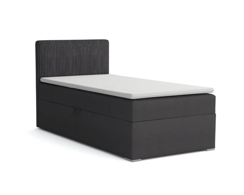 Deine Möbel 24 Boxspringbett DON Boxbett Einzelbett Polsterbett Jugendbett (Beige Hellgrau Grau Anthrazit Schwarz, 3-St., Set), 90x200 100x200 Velours Cord von Deine Möbel 24