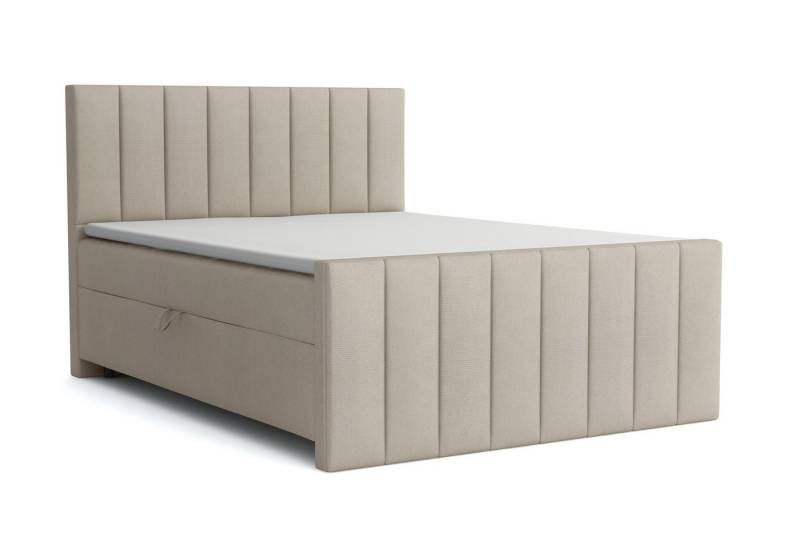 Deine Möbel 24 Boxspringbett FEN Boxspring Komplettbett Polsterbett (Velour Samt Beige Grau Hellgrau Anthrazit Schwarz Dunkelgrau, 4-St., Matratzen H3 / H4 optional), 120x200 140x200 160x200 180x200 200x200 von Deine Möbel 24