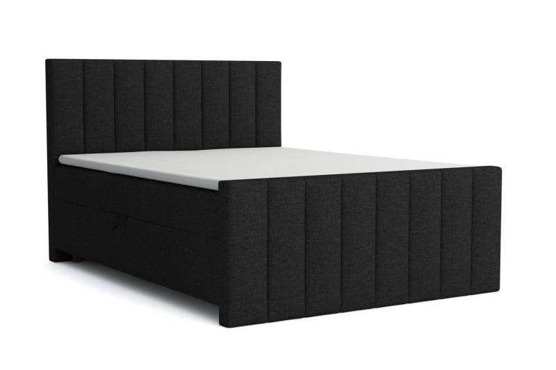 Deine Möbel 24 Boxspringbett FEN Boxspring Komplettbett Polsterbett (Velour Samt Beige Grau Hellgrau Anthrazit Schwarz Dunkelgrau, 4-St., Matratzen H3 / H4 optional), 120x200 140x200 160x200 180x200 200x200 von Deine Möbel 24