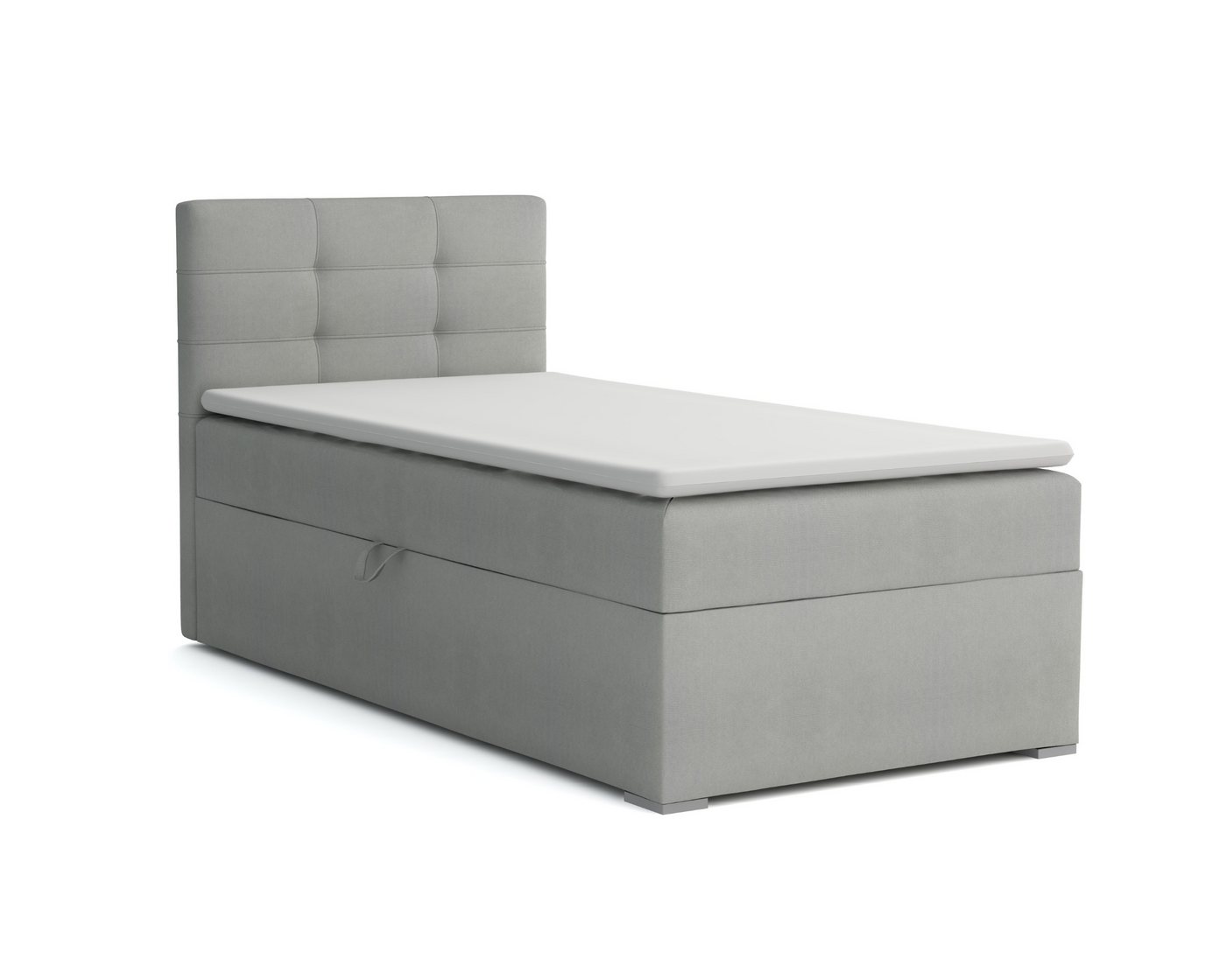 Deine Möbel 24 Boxspringbett FLO Boxbett Einzelbett Polsterbett Jugendbett (Beige Hellgrau Grau Anthrazit Schwarz, 2-St., Bonellfederkernmatratze H3 Taschenfederkernmatratze H4), 90x200 100x200 Veloursstoff von Deine Möbel 24